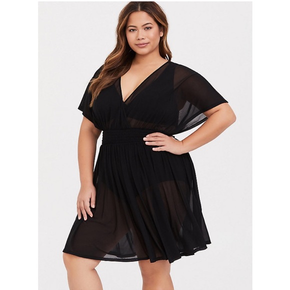 torrid Other - Torrid BLACK MESH DOLMAN DRESS SWIM COVER UP